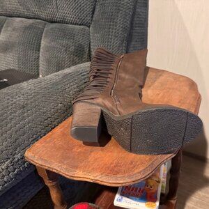 Mossimo Supply Co. “Aleah” brown, knee high boots. Zip up. Size 10